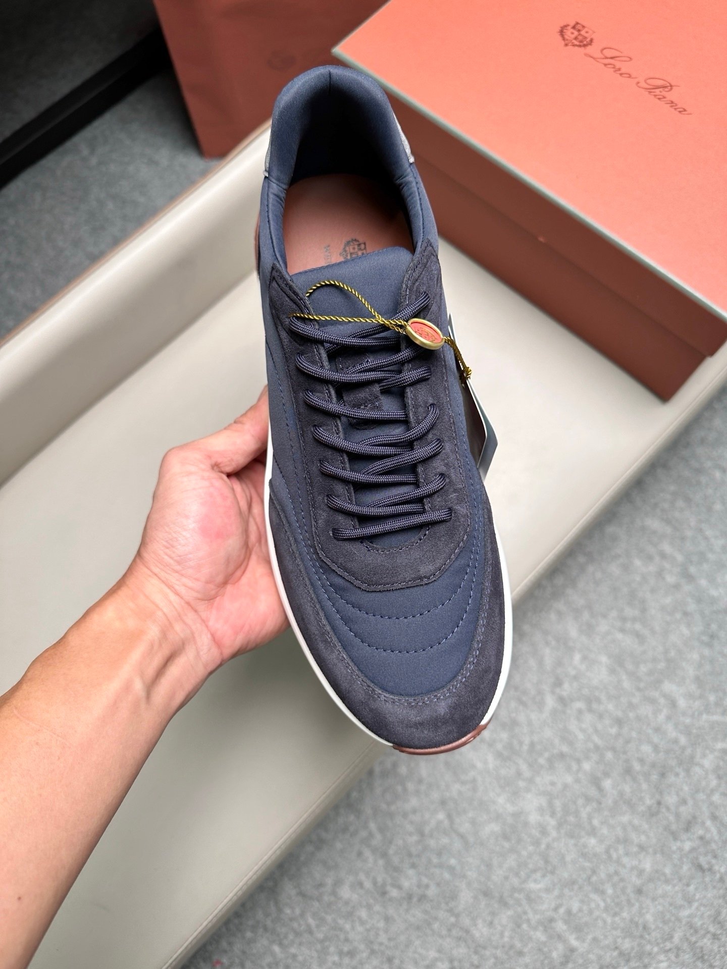 Loro Piana Weekend Walk Suede Navy/Grey - Afbeelding 8