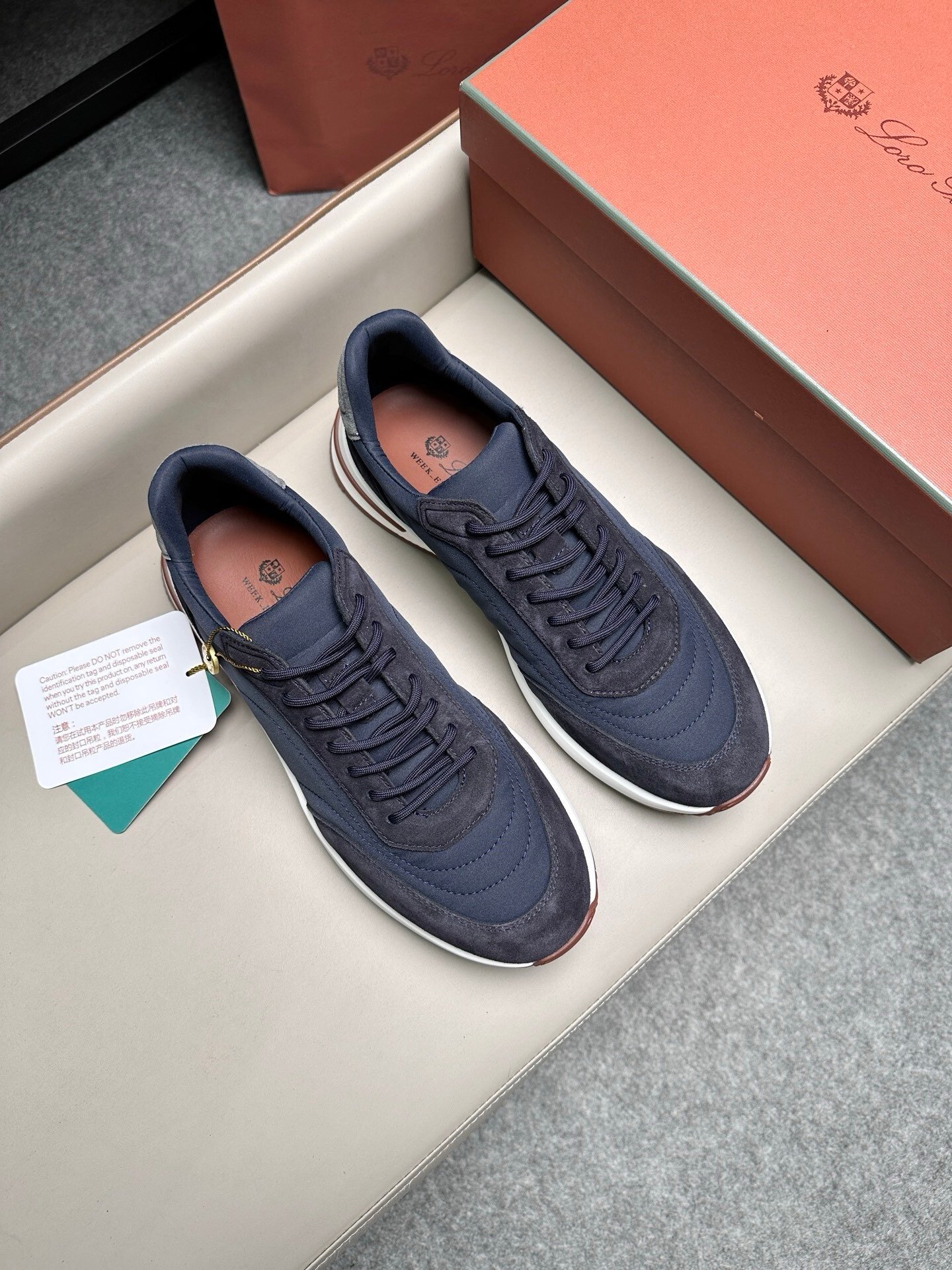 Loro Piana Weekend Walk Suede Navy/Grey - Afbeelding 9