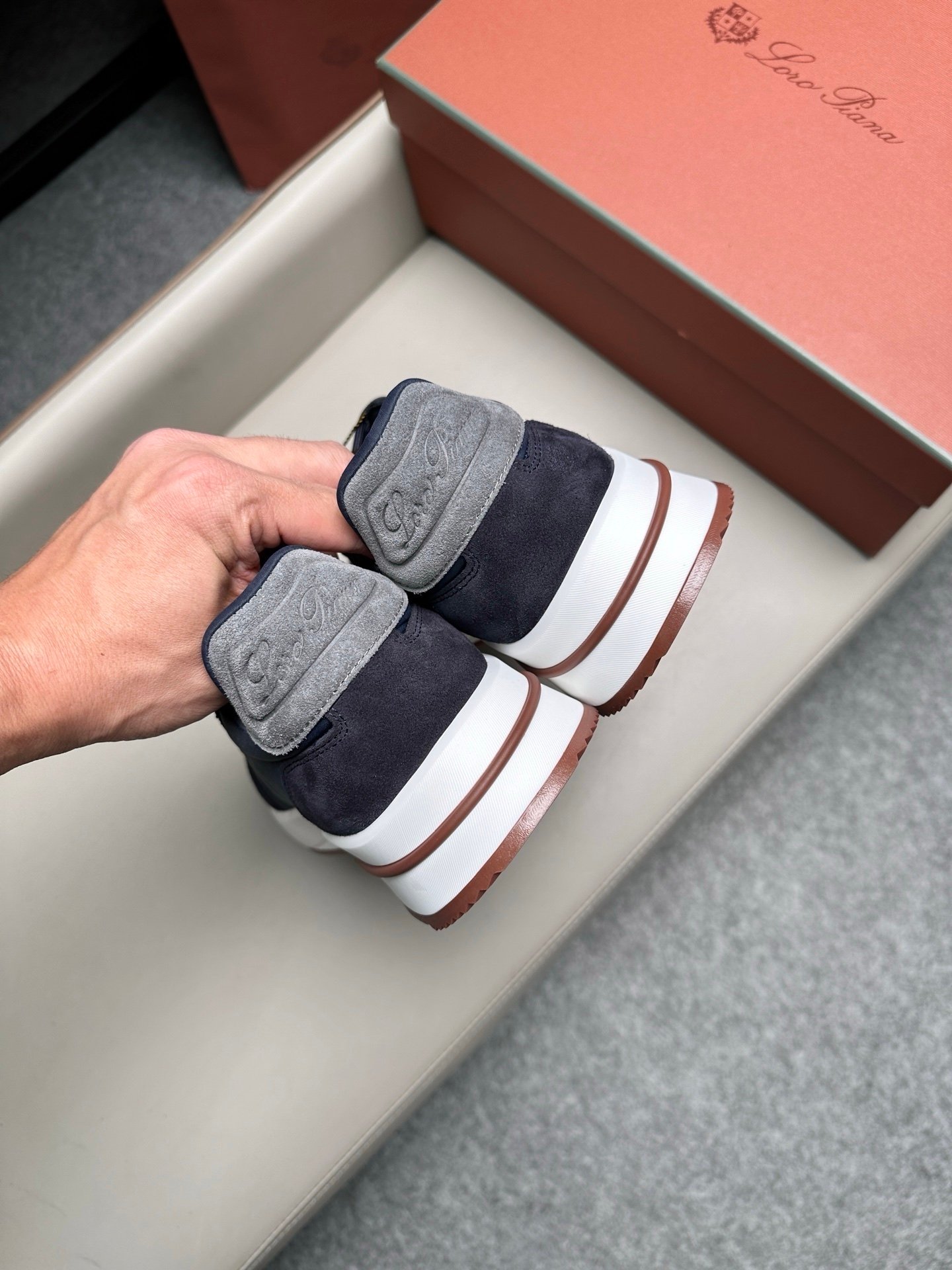 Loro Piana Weekend Walk Suede Navy/Grey - Afbeelding 10