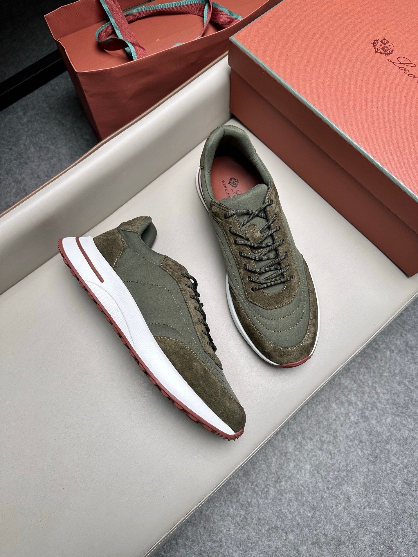 Loro Piana Weekend Walk Suede Green - Afbeelding 6