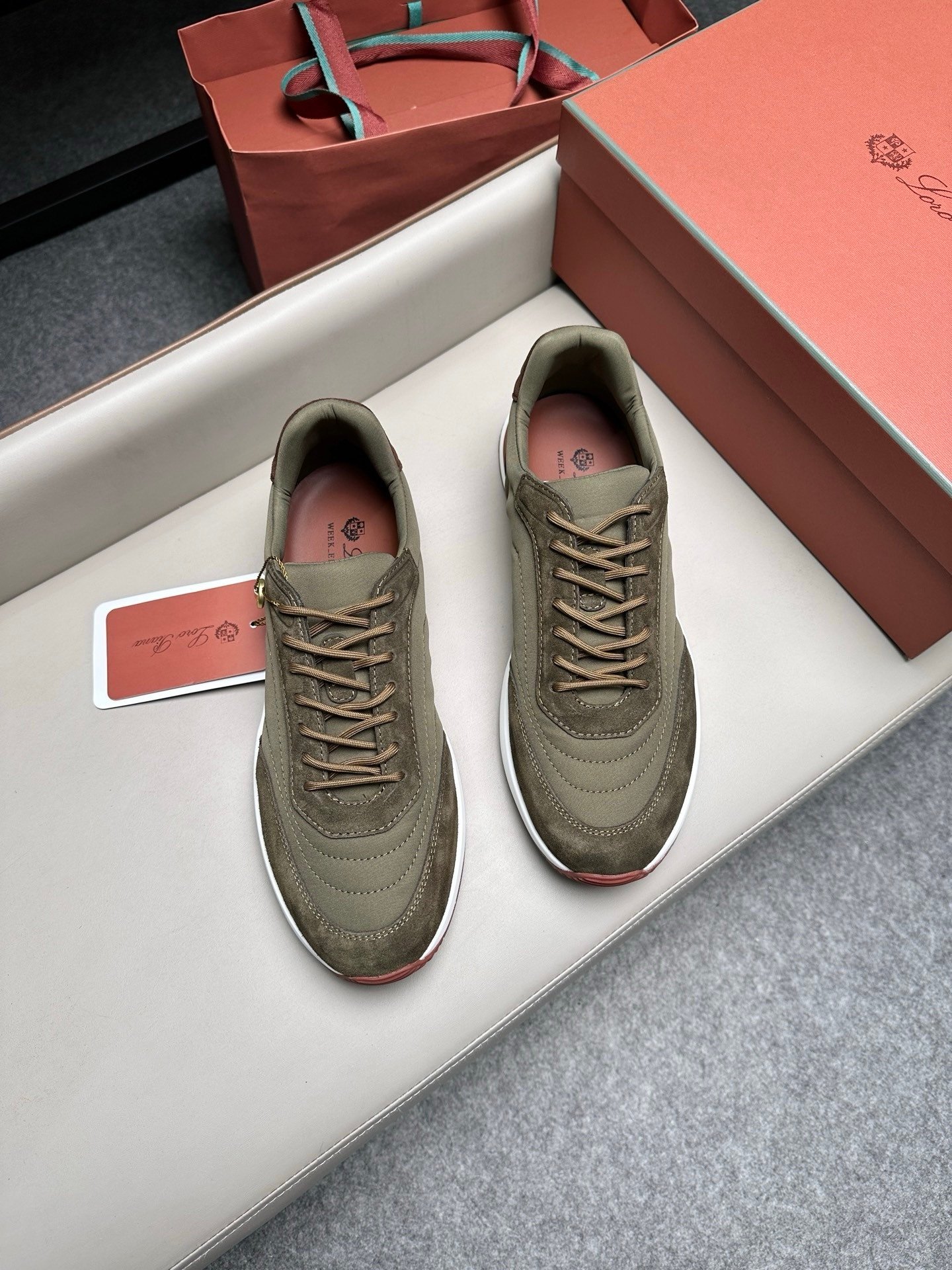 Loro Piana Weekend Walk Suede Green - Afbeelding 9