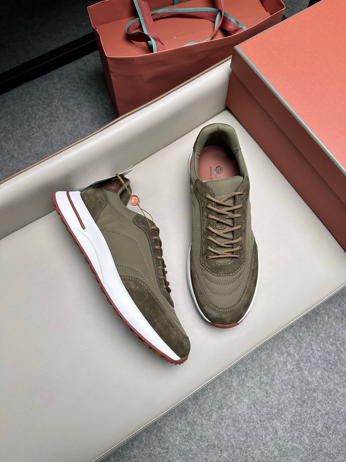 Loro Piana Weekend Walk Suede Green - Afbeelding 10