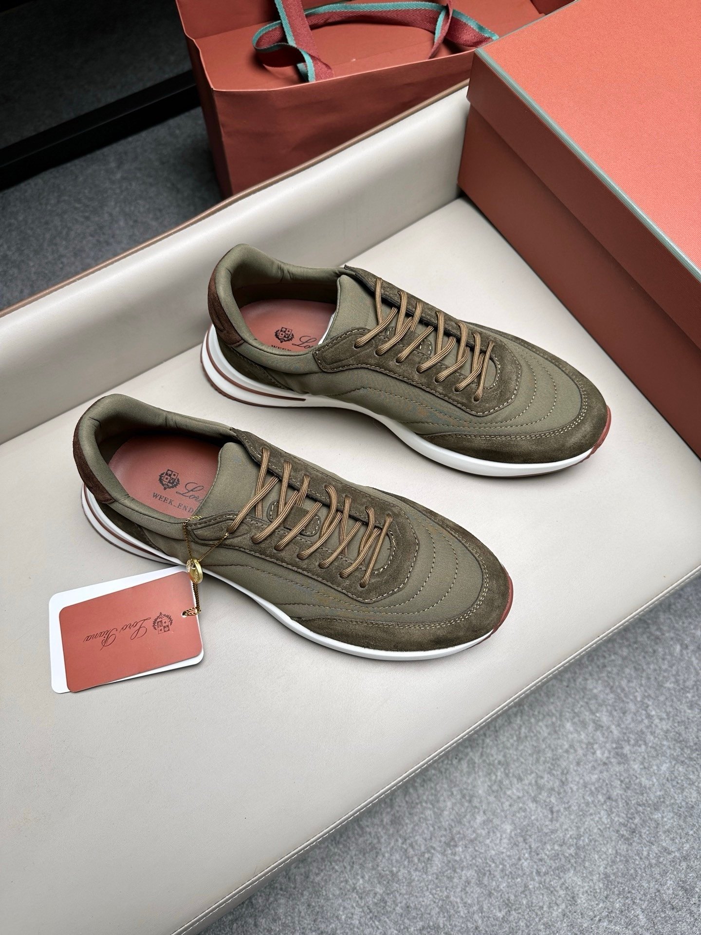 Loro Piana Weekend Walk Suede Green - Afbeelding 11