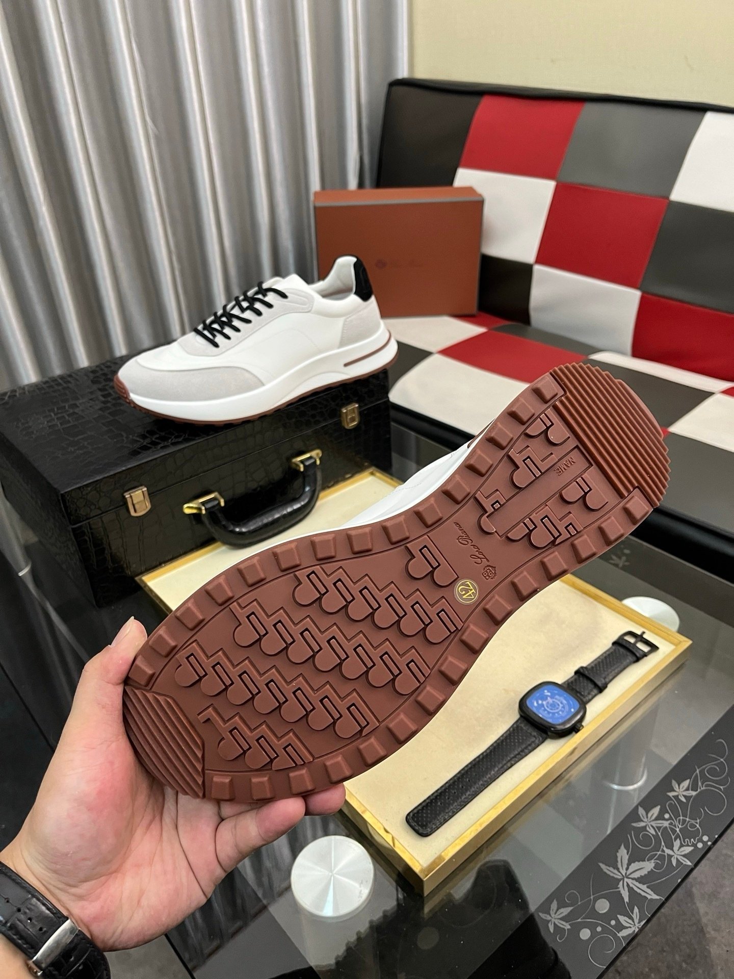 Loro Piana Weekend Walk Suede White Black - Afbeelding 9