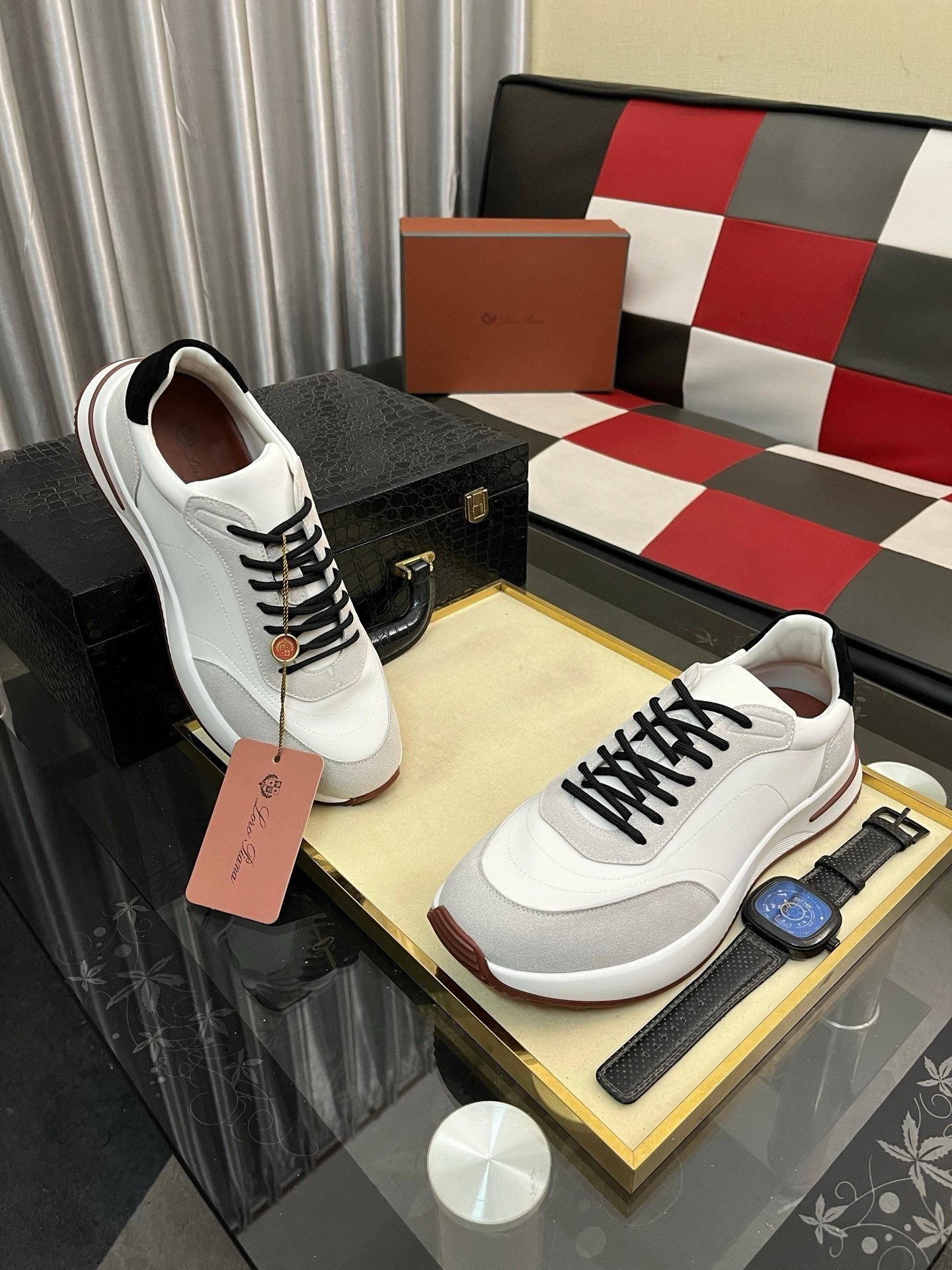 Loro Piana Weekend Walk Suede White Black - Afbeelding 8