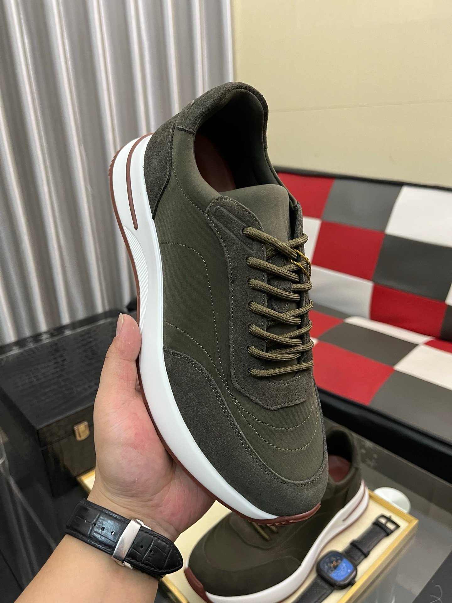 Loro Piana Weekend Walk Suede Dark Green - Afbeelding 3