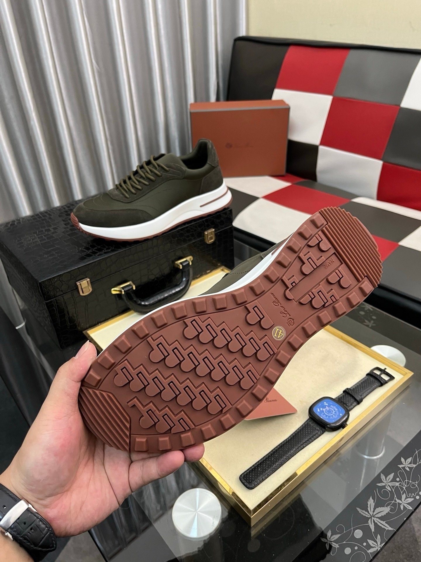 Loro Piana Weekend Walk Suede Dark Green - Afbeelding 7