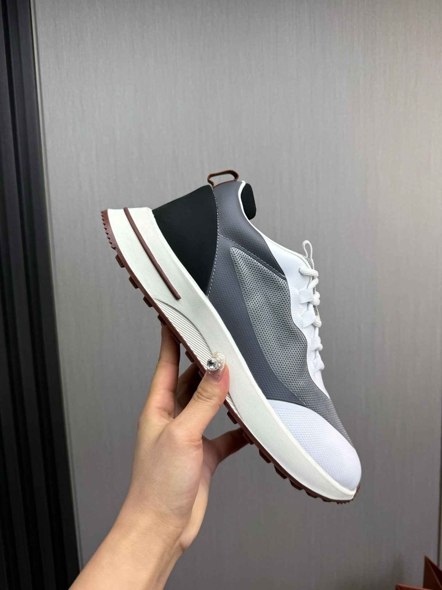 Loro Piana Weekend Walk Technical Mesh White/Grey - Afbeelding 3