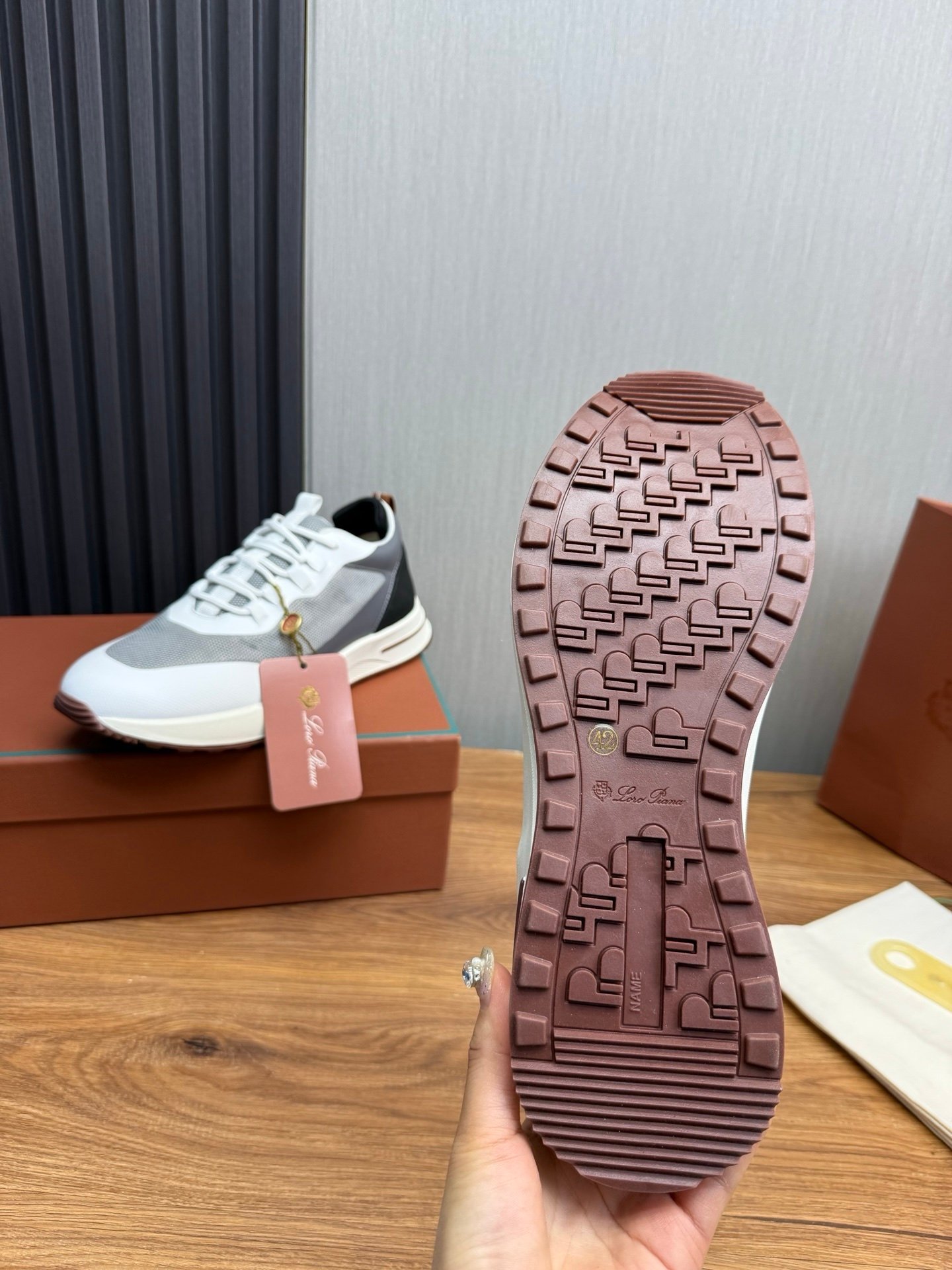 Loro Piana Weekend Walk Technical Mesh White/Grey - Afbeelding 9