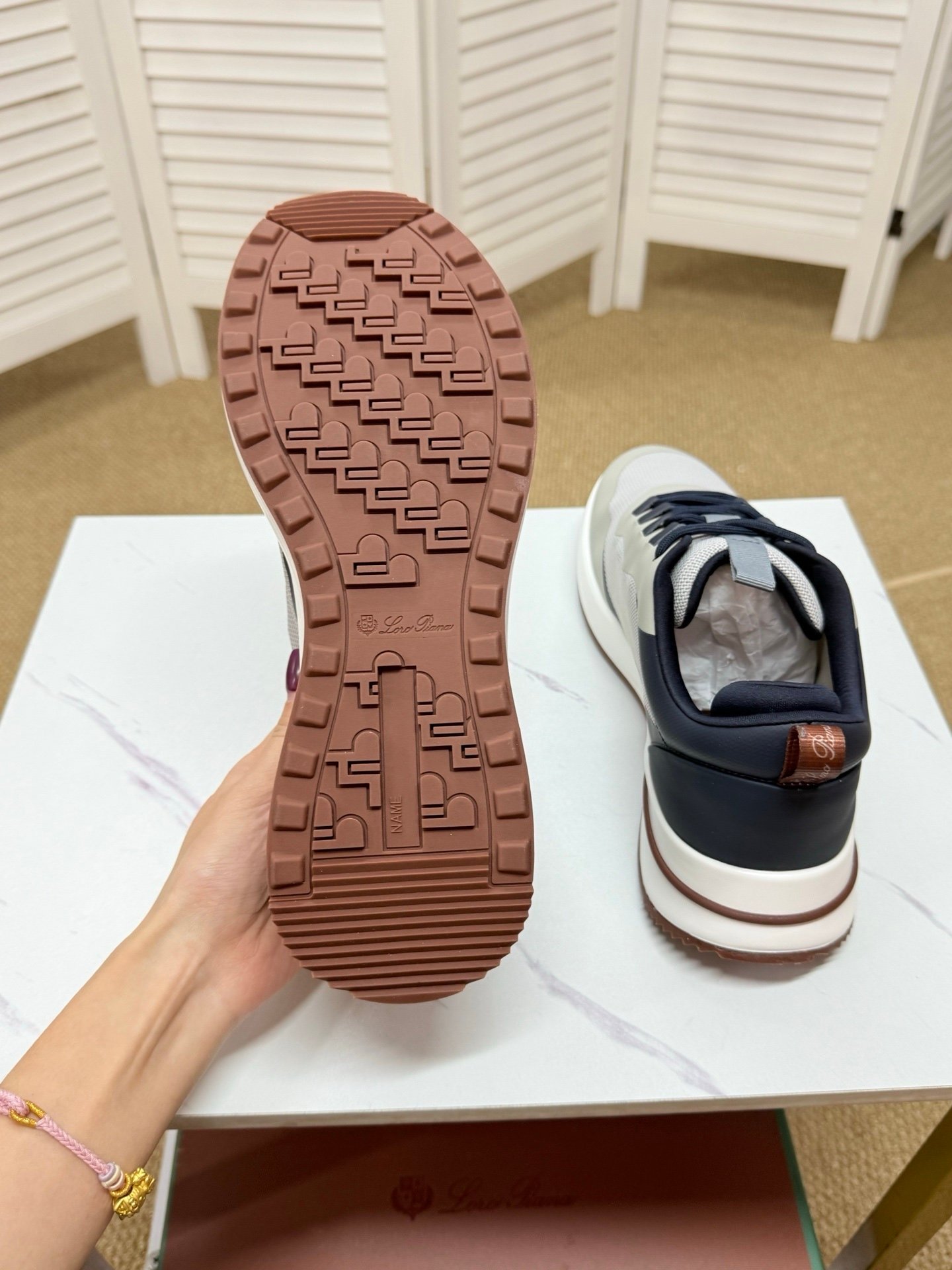 Loro Piana Weekend Walk Technical Mesh Navy/White - Afbeelding 3