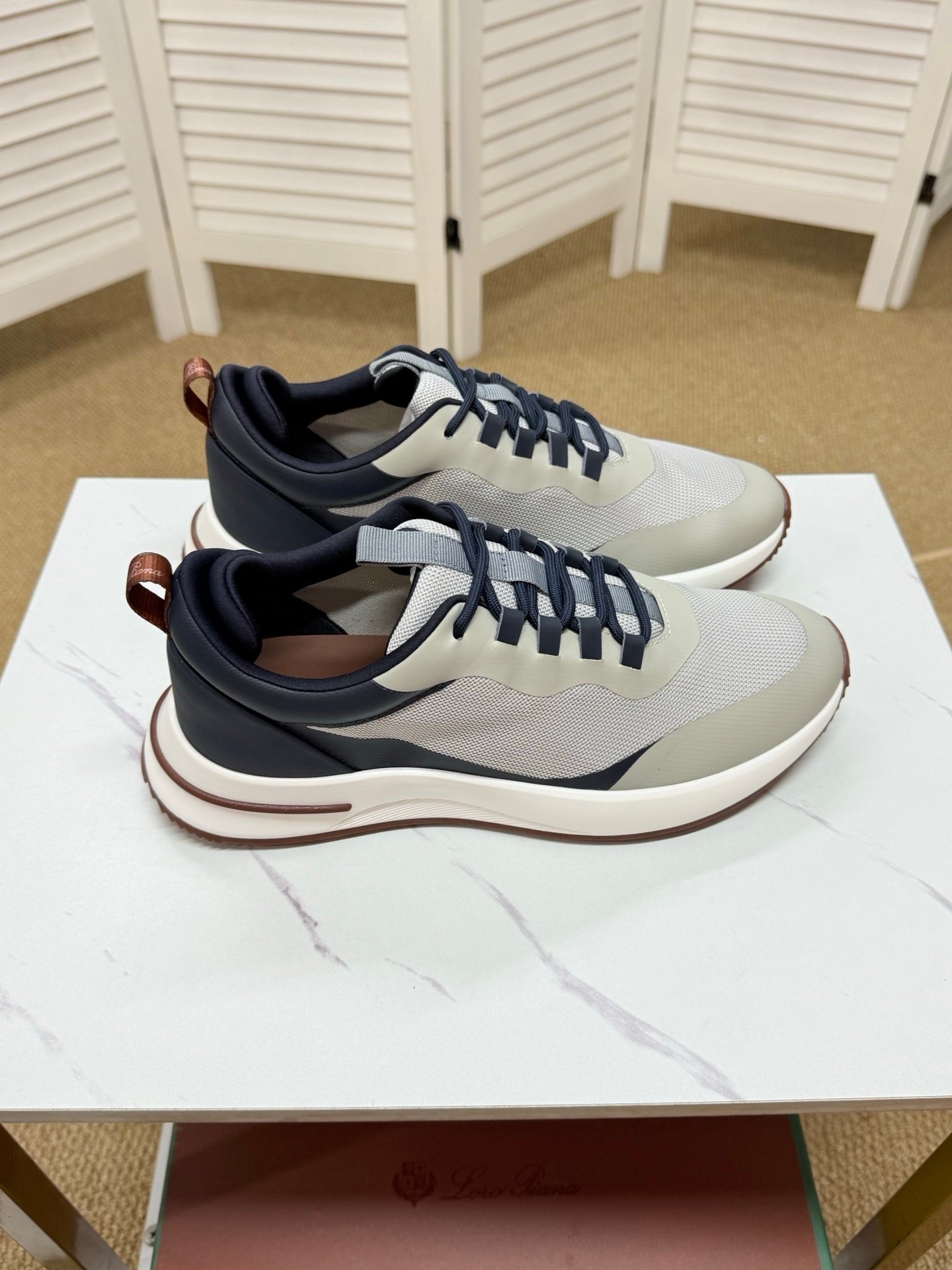 Loro Piana Weekend Walk Technical Mesh Navy/White - Afbeelding 4