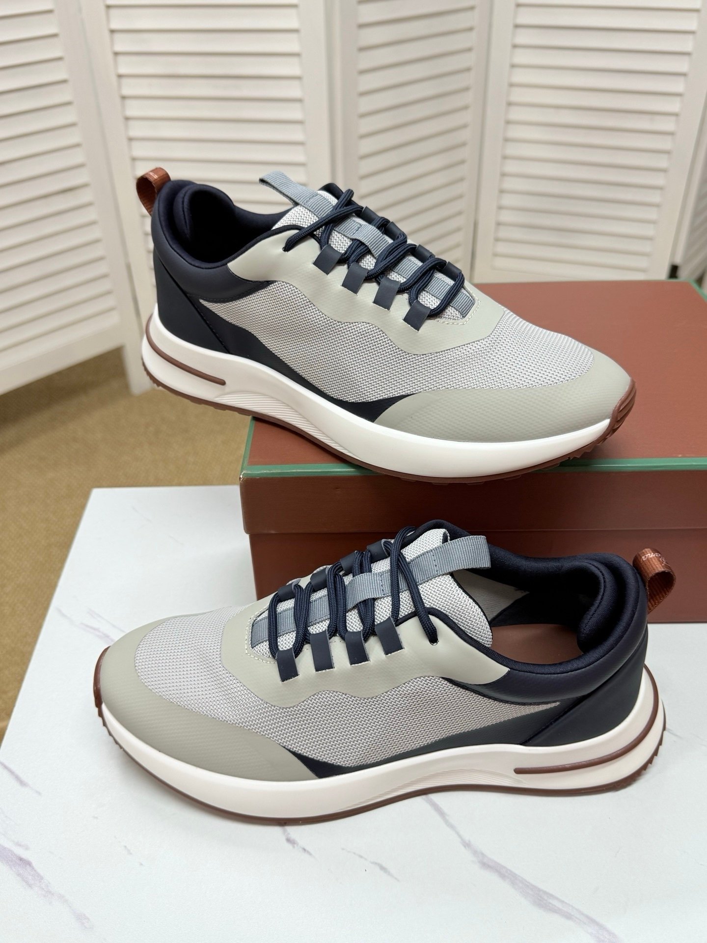 Loro Piana Weekend Walk Technical Mesh Navy/White - Afbeelding 5