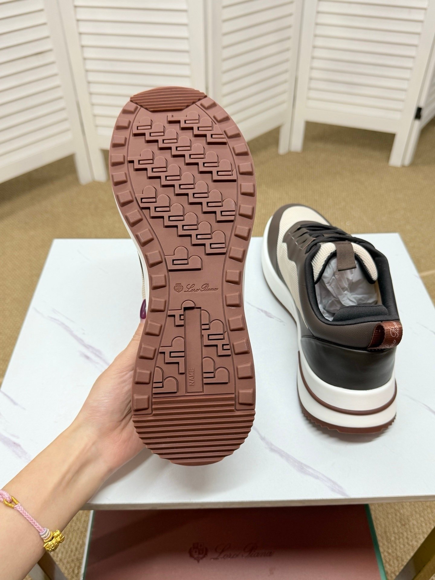 Loro Piana Weekend Walk Technical Mesh Brown/Beige - Afbeelding 7