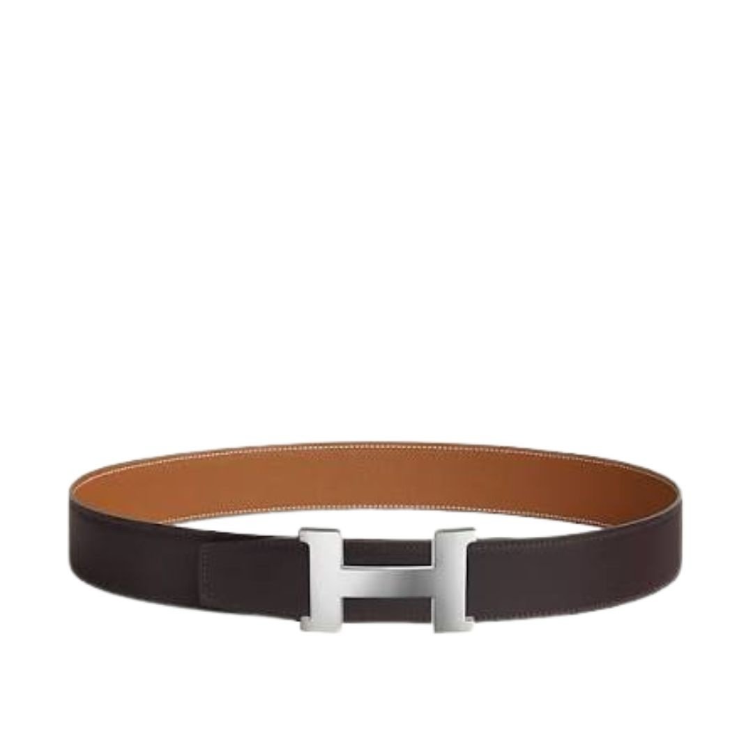 Hermes H Belt Buckle & Reversible Leather Strap Black/Brown