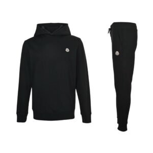Moncler Logo Hooded Tracksuit In Black