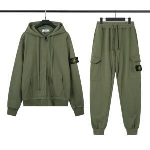 Stone Island Zipped Hoodie Tracksuit Green
