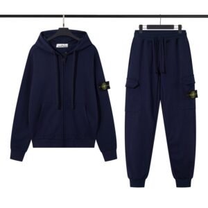 Stone Island Zipped Hoodie Tracksuit Navy