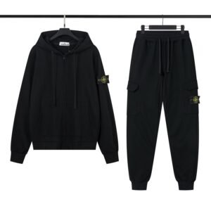 Stone Island Zipped Hoodie Tracksuit Black