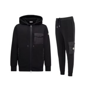Moncler Cotton Stretch Zip Tracksuit In Black