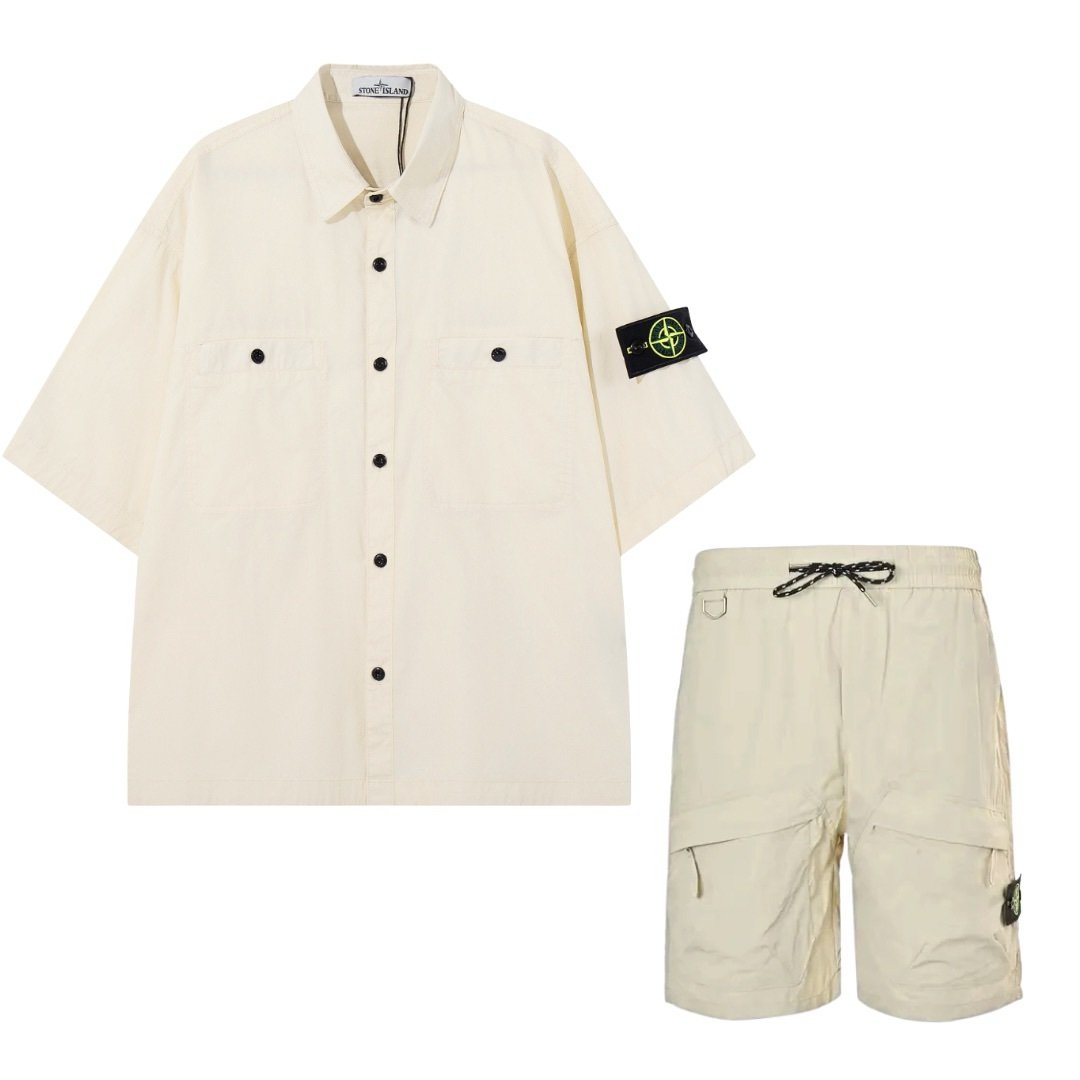 Stone Island 2-Piece Summer Set In Beige