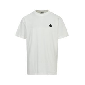 Moncler White Cotton T-Shirt Black Logo