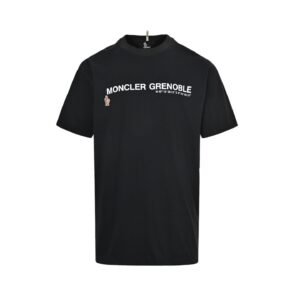 Moncler Logo Cotton T-Shirt In Black