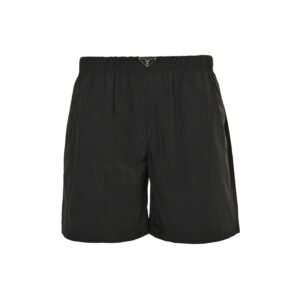 Prada Middle Logo Swim Shorts In Black