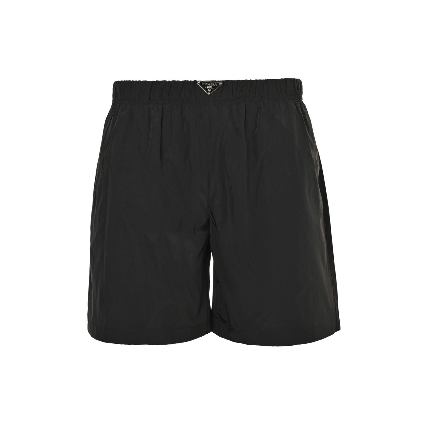 Prada Middle Logo Swim Shorts In Black