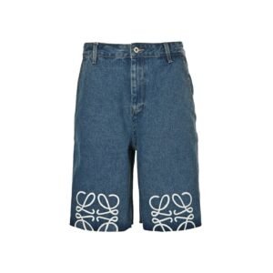 Loewe Anagram Denim Shorts In Blue
