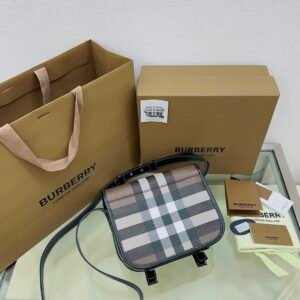 Alternative view of Burberry Check Print And Leather Messenger Bag