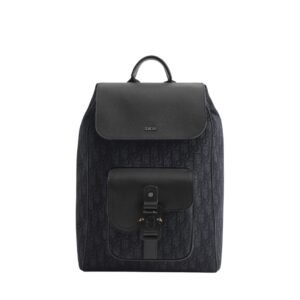 Christian Dior Oblique-Jacuard Saddle Backpack Black