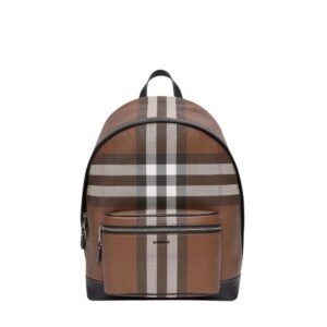Burberry Charcoal Check And Leather Backpack Beige