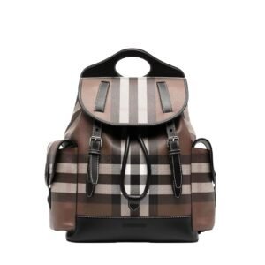 Burberry Charcoal Check And Leather Backpack Beige kopie