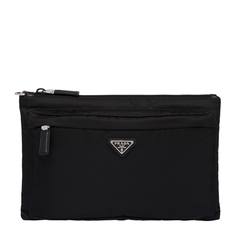 Prada Saffiano Leather Zipped Clutch