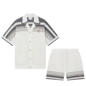 Casablanca Crochet White Grey 2-Piece Set
