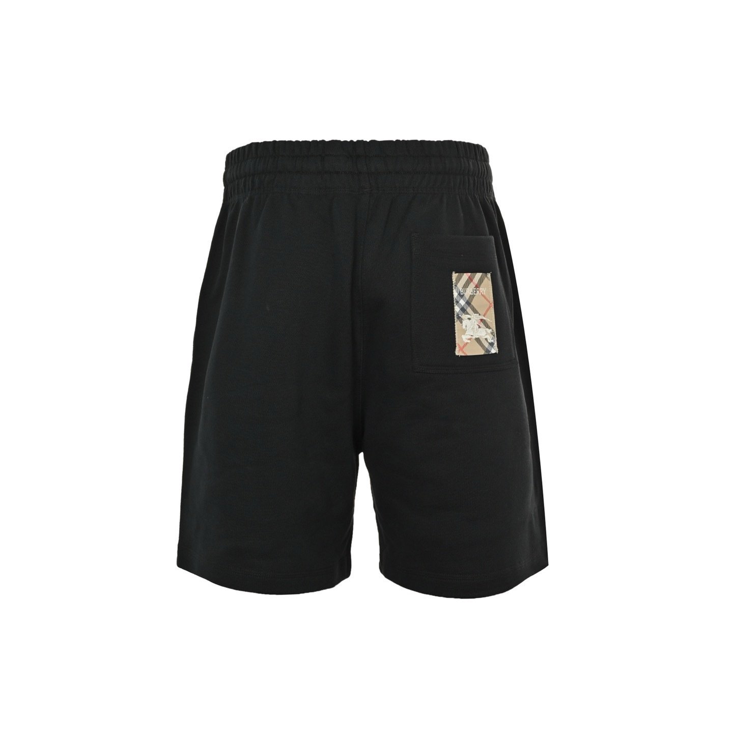 Burberry Check Label Cotton Shorts In Black