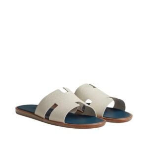 Hermes Izmir Sandal Off White Blue 
Epsom Calfskin Heather