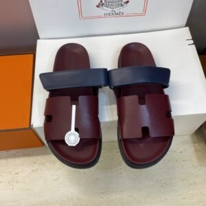 Alternative view of Hermes Paris Chypre Calfskin Burgundy Sandals