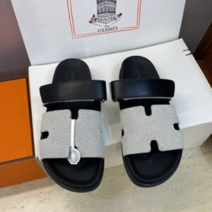 Alternative view of Hermes Chypre Prunoir / Noir Canvas Sandals