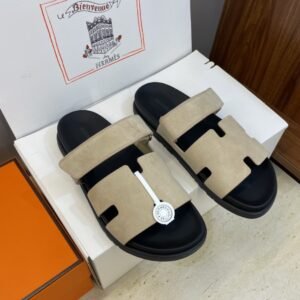 Alternative view of Hermes Paris Chypre Calfskin
Beige Suede Sandals