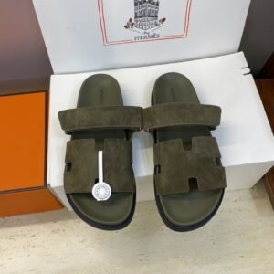 Alternative view of Hermes Paris Chypre Suede Sandals Vert Toundra Doblis