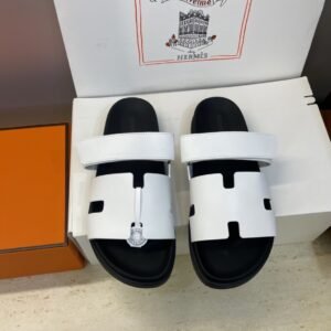 Alternative view of Hermes Paris Chypre Calfskin Leather White/Black