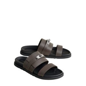 Hermes Jackson Sandal Dark Brown Leather