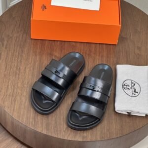Alternative view of Hermes Jackson Sandal Black/Black  Leather