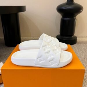 Alternative view of Louis Vuitton Waterfront Mule Bubble Monogram White Embossed  Slides