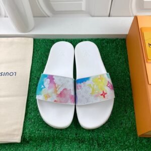 Alternative view of Louis Vuitton White Multicolor Watercolor  Slides