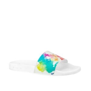 Louis Vuitton White Multicolor Watercolor  Slides