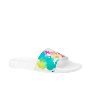 Louis Vuitton White Multicolor Watercolor  Slides