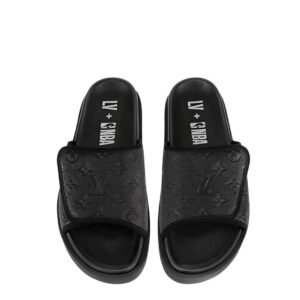 Louis Vuitton x NBA Monogram Leather Black Slides