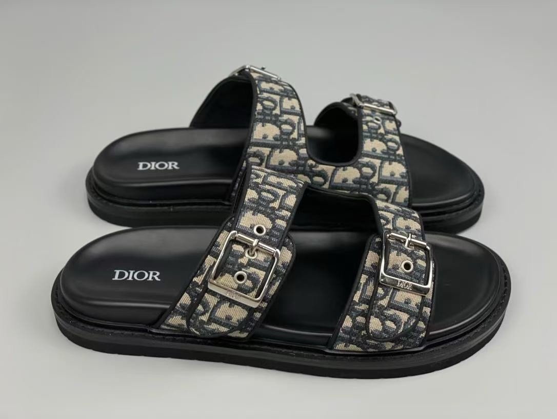 Dior Aqua Sandal Beige And Black Oblique Jacquard - Afbeelding 2